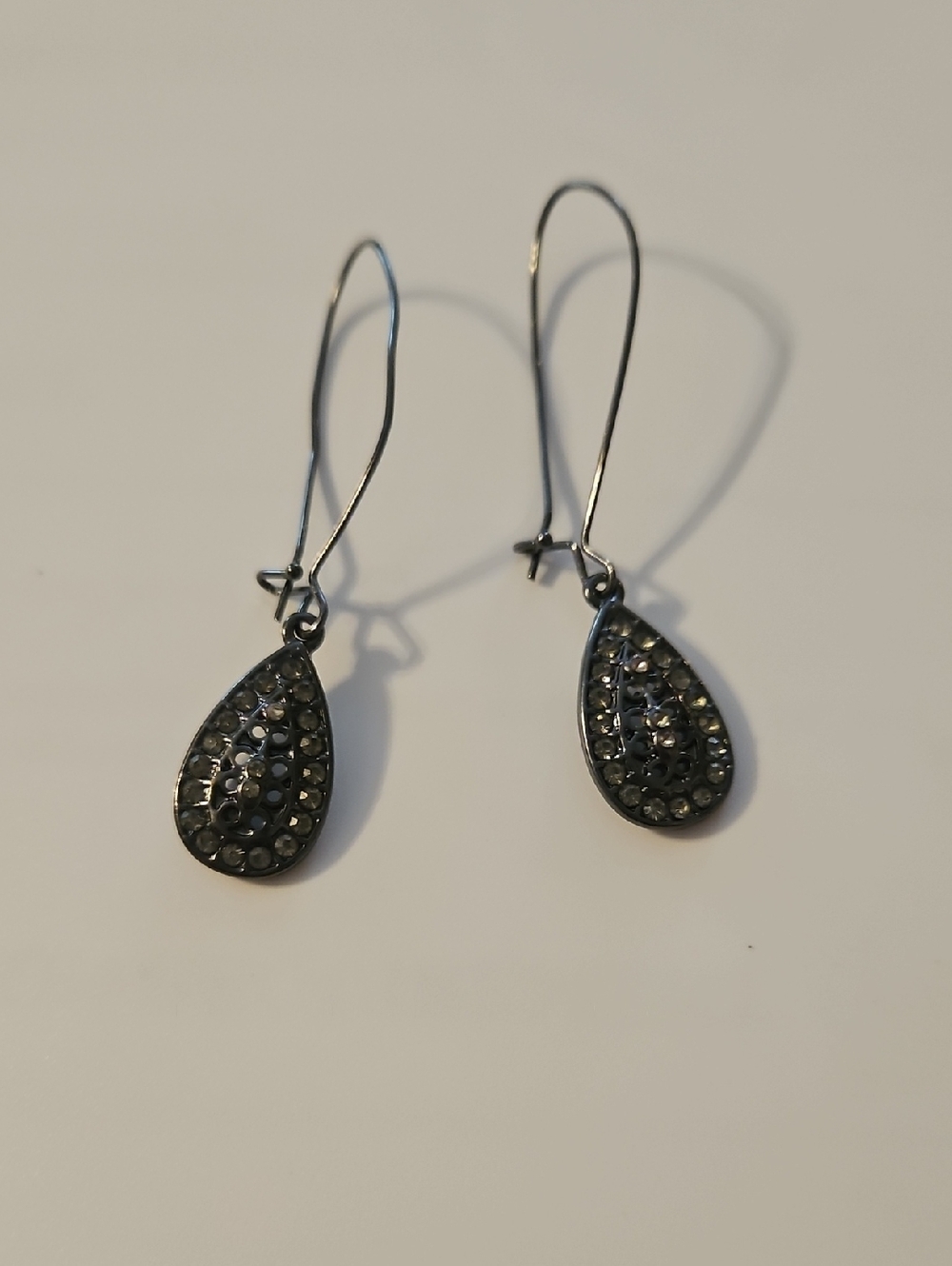 Liz Claiborne Black Teardrop Crystal Dangle Earrings